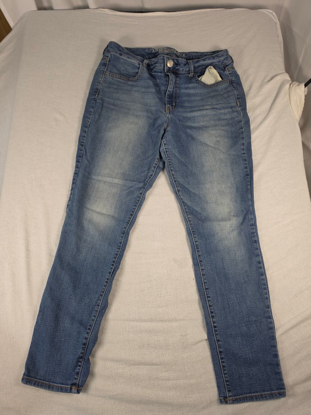 AE Jegging Jeans 14 Short Hi-Rise Super Stretch Skinny Medium Wash